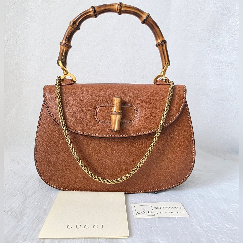 Auth Gucci 1947 Bamboo Top Handle Bag